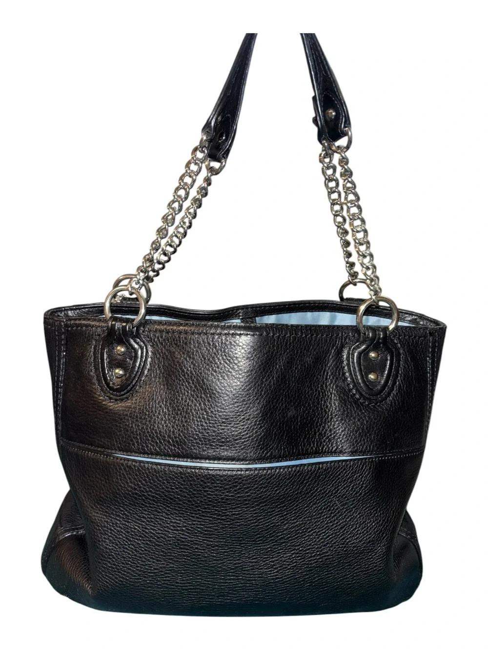 Coach Poppy Pebble Leather Chain Tote Bag